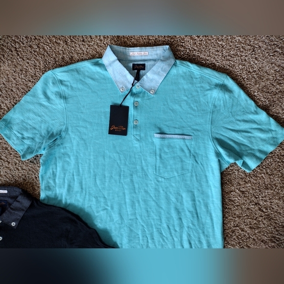 Good Man Brand Black and Light Blue Polo Shirts NWT - Picture 5 of 8